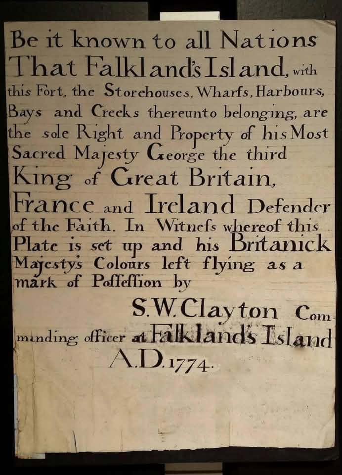 1774 Port Egmont Lead Plaque